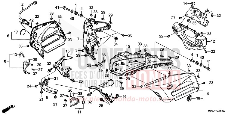CAPOT (GL1800C/D/E/F/G/H) de Gold Wing CANDY PROMINENCE RED (R342B) de 2015